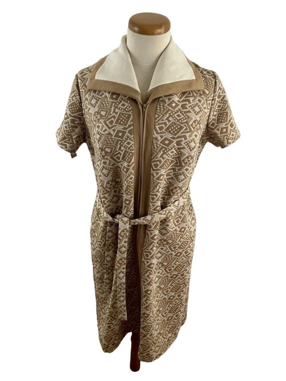 Vintage Lorac Original Quilted Dress Midi Polyester  Belted Waist Women 16 1/2